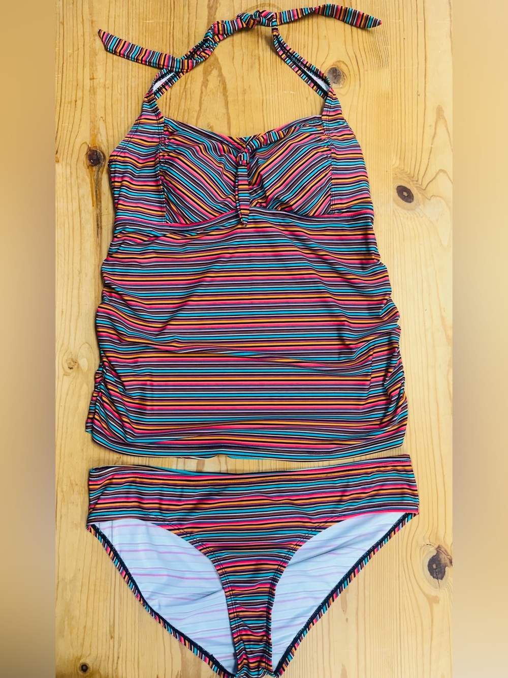 MOTHERHOOD Multicolor Striped Tankini Two-Piece Swim Set